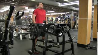 SeatedStanding Shrug Hammer Strength Plate Loaded [upl. by Nonnahsal]