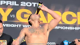 Ryan Garcia Chugs Beer At Weight In Vs Devin Haney After Missing Weight [upl. by Guevara]