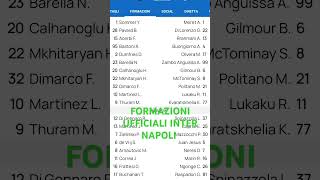 FORMAZIONI UFFICIALI INTER NAPOLI calcio football seriea [upl. by Cheyney]