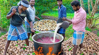 SAPOTA HALWA  Picking ripe sapotas from the tree and making sapodilla halwa in village [upl. by Nial310]