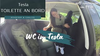 Toilette im Tesla Einfaches CampingWC in PKW Autark und selfcontained reisen im Model 3 [upl. by Ion]