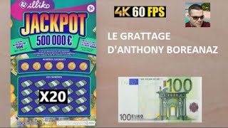 GRATTAGE 20 JACKPOT 💲 100E 💲 TICKET FDJ 047 [upl. by Annaeirb]