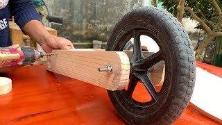 Make Balance Bike with Basic Tools amp Scrap Pallets Wood  Inspirational Woodworking Design Ideas [upl. by Refenej]