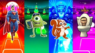 Superman 🆚 Mike Wazowski 🆚 Squirell vs skibidi toilet battle tiles hop [upl. by Adnav]