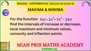 MA3151 Y2X33X236X FIND INTERVALS OF INCREASEDECLOCAL MAXMINIMACONCAVITY INFLECTION POINTS [upl. by Kellyann470]