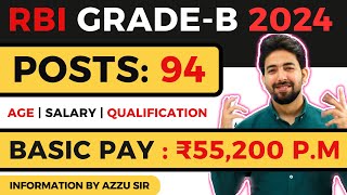 RBI Grade B 2024  RBI Grade B Eligibility Exam Pattern Syllabus  Complete Info by Azzu Sir [upl. by Coppock]