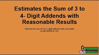 MATH 3 Quarter 1 Week 5 Estimates the Sum of 3 to 4  Digit Addends with Reasonable Results [upl. by Margaux]