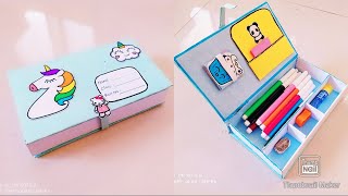 DIY How very easy paper pencil box ❤ compass box craft idea [upl. by Aelegna]