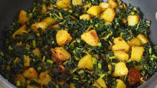 PAN FRIED KALE POTATO  VEGAN RECIPE [upl. by Ahseekan]