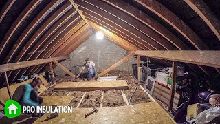 Installing attic stairs insulation and flooring [upl. by Anivlek515]