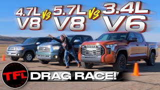 Three Generations of Toyota Tundra Drag Race amp MPG Surprise That WAS NOT Supposed to Happen [upl. by Caresa533]