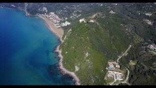 Aerial video Pelekas Yaliskari to Glyfada and Mirtiotisa beach Feb 2017 [upl. by Isle]