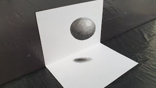 3D floating globeball art easy on paper pencil shade paper trick [upl. by Artina]