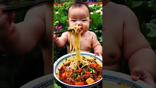 Baby eat diner bữa tối của con là mì shorts shortvideo [upl. by Latihs]