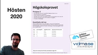 Högskoleprovet hösten 2020 Provpass 3 Kvantitativ del [upl. by Tito]