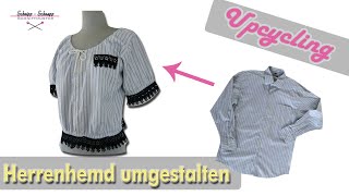 Wie man aus einem Herrenhemd eine Bluse macht Upcycling sewing [upl. by Norabal385]