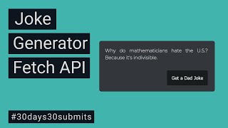 Random Joke Generator  JavaScript Fetch API [upl. by Reiko]