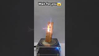 Tesla coil experiment 🔥😱teslacoil teslalovers teslacoilelectroboom [upl. by Jenesia]