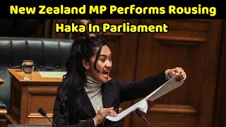 Maori MP HanaRawhiti MaipiClarke Tears Up Bill Does Haka In New Zealand Parliament [upl. by Etterb93]