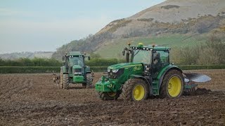 Ploughing with John Deere 6150R 2016 [upl. by Leuname]