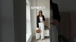 Styling wide leg pants trousers for smart casual looks capsule wardrobe outifts smartcasualstyle [upl. by Yltnerb]