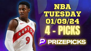 PRIZEPICKS  BEST PICKS FOR NBA TUESDAY  010924  PROP BETS  BESTBETS  BASKETBALL  TODAY [upl. by Aihsekin]