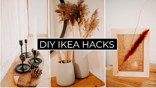 DIY IKEA HACKS für den HERBST gemütliche HyggeScandi Deko mit Trockenblumen Laterne und Kerzen [upl. by Arracot]