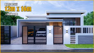 House Design  Simple House Design  12m x 16m with 4 Bedroom [upl. by Romona]