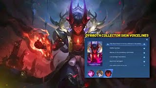 NEW DYRROTH NARAKA FLAME COLLECTOR SKIN VOICELINES  MLBB [upl. by Ssidnac]