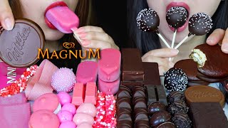 ASMR CAKE POPS PINK MAGNUM ICE CREAM MILKA CHOCOLATE KINDER BUENO KITKAT NERDS ROPE GUMMY 먹방 [upl. by Mohsen548]