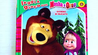 Masha e Orso GIORNO DI BUCATO libro con giochi e attività  audiolibro per bambini [upl. by Jocko28]