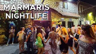 Turkey Marmaris Nightlife Area Bar Street and Club District  Mugla Türkiye 4k Walking Tour [upl. by Kore]