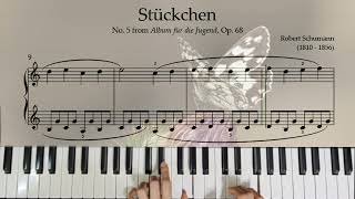 Grade 1 Stückchen No 5 from Op 68 by Schumann schumann piano classicalpiano pianomusic [upl. by Adnouqal941]