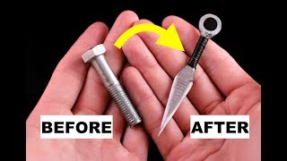 Turning a Stainless Steel Bolt into a mini Kunai Throwing Knife [upl. by Mascia]