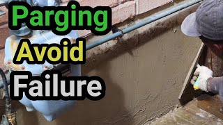 How To Parge A Concrete Wall Avoid A Parging Fail with Doing It This way [upl. by Yattirb]