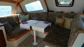 Skoota28 power catamaran walkround interior and deck [upl. by Ayeki]