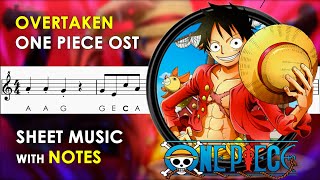 Overtaken  Drums of Liberation  Sheet Music with Notes for Recorder Violin Tutorial  One Piece [upl. by Ocsic]