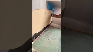 Wall renovation cyan colour putty plastering process [upl. by Innis]