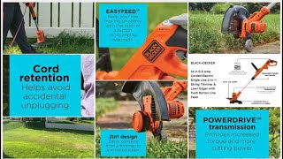 BLACKDECKER 14in 65 Amp corded Electric 2In1 String Trimmer amp Lawn Edger with Push Button [upl. by Ris997]