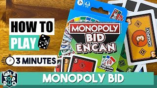 How to Play Monopoly Bid in 3 Minutes Monopoly Card Game  Hasbro [upl. by Refotsirhc]