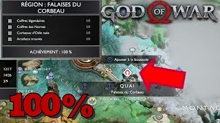 GOD OF WAR Tous les objets  Région Falaise Du Corbeau 100 Achèvement  Collectibles [upl. by Euqinamod]