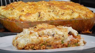 Red lentil Shepherds Pie with a Cauliflower Cheese Mash Crust [upl. by Ynnej]