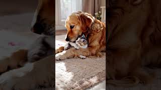 The Most Beautiful Friendship Cat amp Golden Retriever [upl. by Dora]