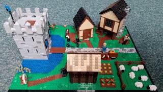 Lego Medieval Village MOC minifig scale diorama castle black falcon knights [upl. by Agneta927]