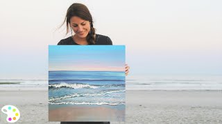 How to Paint in Acrylics  Ocean Painting Tutorial [upl. by Omland]