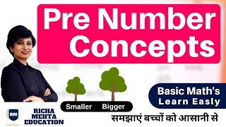 Pre Maths Concept  Pre Number Concepts Std 1  Basic Maths Concepts  Richa Mehta Education [upl. by Ttenaej]