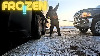 Unbelievable Trailer Frozen amp Stuck to Truck [upl. by Serafina711]