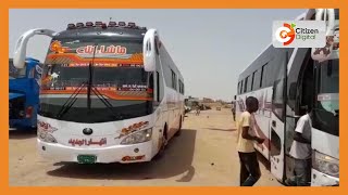 A group of more than 100 Kenyans flee Sudan by bus enroute to South Sudan [upl. by Maible348]