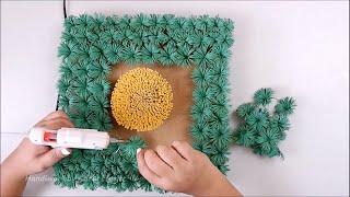 How to Make Paper Grasses with Flower Very Easy for Home Wall Decoration [upl. by Harraf551]