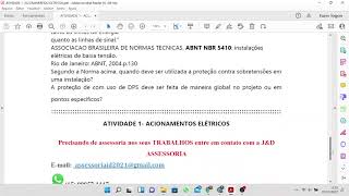 ATIVIDADE 1 ACIONAMENTOS ELÉTRICOS  51\22  UNICESUMAR [upl. by Ecirual197]